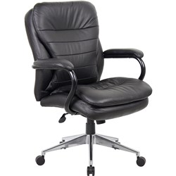 Titan Medium Back Executive Chair Heavy Duty 200kg Load Rated Black Leather