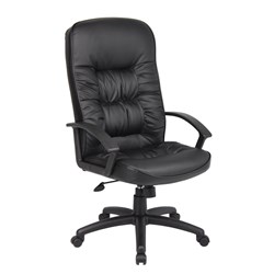 Commander Executive High Back Chair With Arms  Black Padded PU