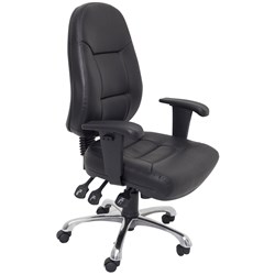 Rapidline PU300 Executive Chair High Back With Arms Black Padded PU