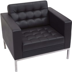 Rapidline Venus Single Seat Stainless Steel Frame Button Finish Black PU Upholstery