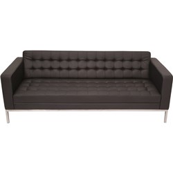 Rapidline Venus Triple Sofa Stainless Steel Frame Button Finish Black PU Upholstery