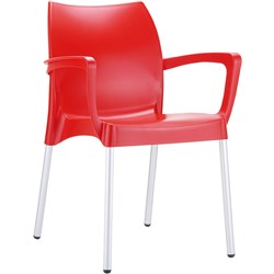 Dolce Hospitality Dining Chair With Arms Indoor Outdoor Use Stackable Polypropylene Red