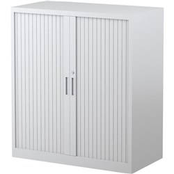 Steelco Tambour Door Cupboard 1015Hx900Wx463mmD 2 Shelf Graphite Ripple