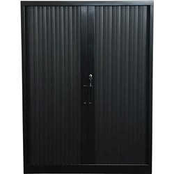 Steelco Tambour Door Cupboard 1015Hx1200Wx463mmD 2 Shelf Graphite Ripple