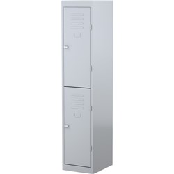 Steelco Steel Personnel Locker 2 Door 380W x 460D x 1830mmH Silver Grey