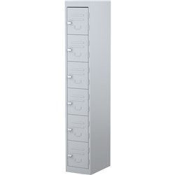 Steelco Steel Personnel Locker 6 Door 305W x 460D x 1830mmH Silver Grey