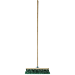 Cleanlink Outdoor Broom 16 Inch Head with Wooden Handle Green