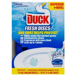 Duck Fresh Toilet Discs Marine 6 Gel Discs  4 x 36gm