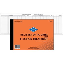 Zions RIFA Register Of Injuries & First Aid Treatment A4 Book 50 Page