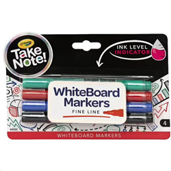 Crayola Take Note WhiteBoard Markers Fine Line Set 4