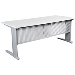 Summit Straight Desk Silver Steel Frame With Cable Beam 1500Wx750D White Top