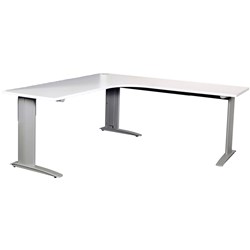 Summit Corner Desk Silver Steel Frame With Cable Beam 1500Wx1500Wx750D White Top