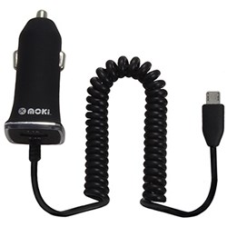 Moki MicroUSB Fixed Car Charger Black