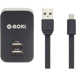 Moki MicroUSB Cable With Wall Charger Black  