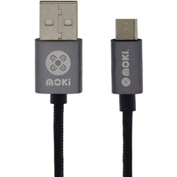 Moki MicroUSB SynCharge Cable 10cm Braided Gun Metal