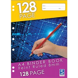 Sovereign Binder Book A4 8mm Ruled 7 Hole Punched 128 Page  