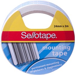 Sellotape Permanent Mounting Tape 24mmx2m White  
