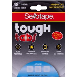 Sellotape Tough Tab 12x12mm 48 Tabs Clear