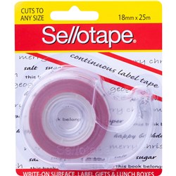 Sellotape Write-On Surface Label Tape 18mmx25m With Dispenser Red & White