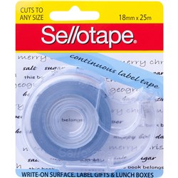 Sellotape Write-On Surface Label Tape 18mmx25m With Dispenser Light Blue