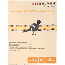 Bibbulmun Sheet Protectors A4 Heavy Duty 70 micron Pack of 100