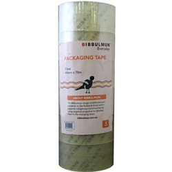 Bibbulmun Packaging Tape General Purpose 48mm x 75m Clear Pack of 6
