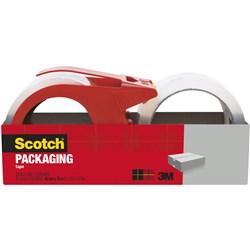 Scotch 3350-RD-2-AU Packaging Tape 48mmx75m Shipping With Dispenser Clear Pack of 2 