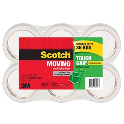SCOTCH 3500-6-AU75 PACKAGING Tape Tough Grip Clear Hot Melt Pack of 6 48mm X 75m