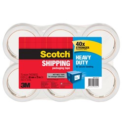 Scotch 3850-6-AU75 Packaging Tape 48mmx75m Heavy Duty Clear Pack of 6