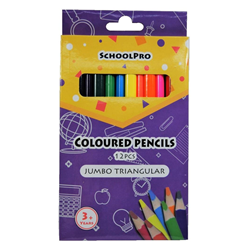 PENCIL COLOURED SCHOOLPRO JUMBO TRIANGLE BX12