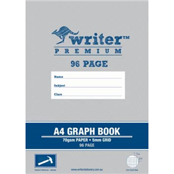 Writer Premium A4 96pg 5mm Graph Exercise Book